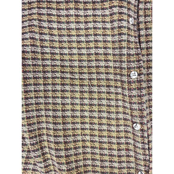 The Territory Ahead Mens Large Woven Cotton Button-Down Shirt Brown/Yellow Plaid - Picture 3 of 5